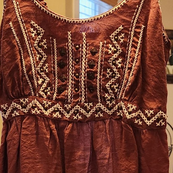 Vintage, Warehouse One, Burgundy Tank Top | Retro Style, Brass Buttons, M, Boho - Picture 5 of 10